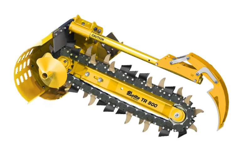 Траншеекопатель Delta TR900 на мини-погрузчик Mustang для грунта