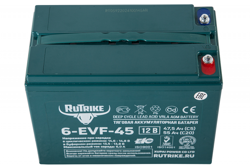 Тяговый аккумулятор RuTrike 6-EVF-45 (12V45A/H C3)