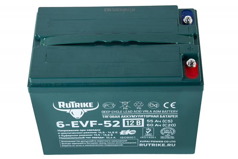 Тяговый аккумулятор RuTrike 6-EVF-52 (12V52A/H C3)