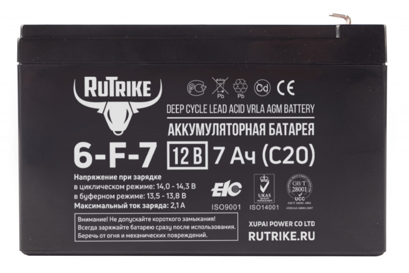 Аккумулятор RuTrike 6-F-7 (12V7A/H C20)