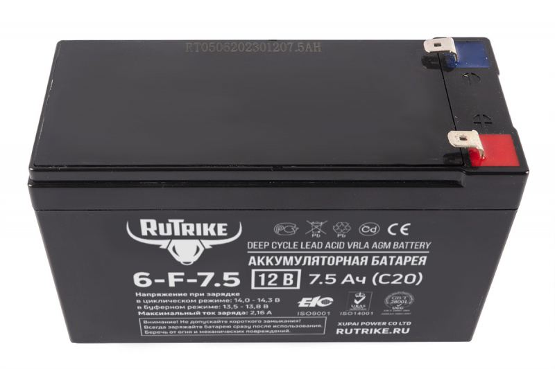 Аккумулятор RuTrike 6-F-7,5 (12V7,5A/H C20)