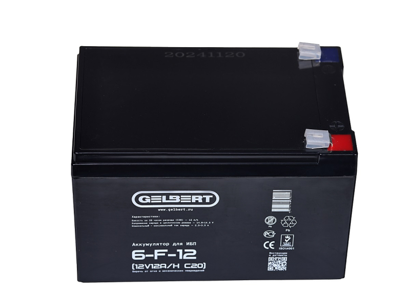 Аккумулятор для ИБП Gelbert 6-F-12 (12V12A/H C20)