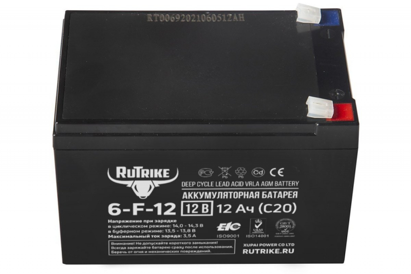 Аккумулятор RuTrike 6-F-12 (12V12A/H C20)