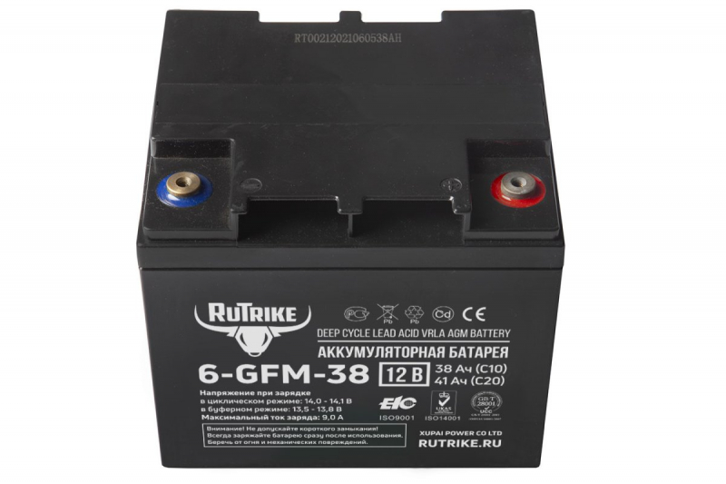 Аккумуляторная батарея RuTrike 6-GFM-38 (12V41A/H C20)