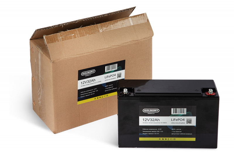 Литиевый тяговый аккумулятор Gelbert LiFePO4 (12V/32Ah/32A/384Wh) [6-EVF-32]