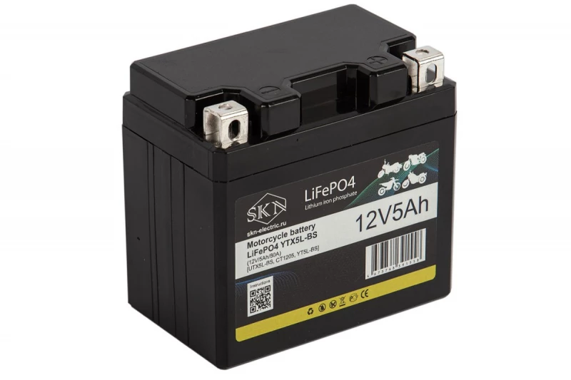Аккумулятор для мототехники SKN LiFePO4 YTX5L-BS (12V/5Ah/80A) [UTX5L-BS, CT1205, YT5L-BS]