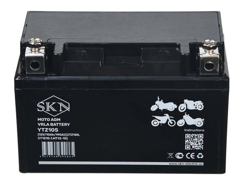 Аккумулятор стартерный для мототехники SKN YTZ10S (12V/10Ah/190A) [UTZ10S, CT 1210.1, MT 12-10]