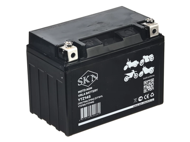 Аккумулятор стартерный для мототехники SKN YTZ14S (12V/11Ah/210A) [CT 1211, YTZ12S,TTZ14S]