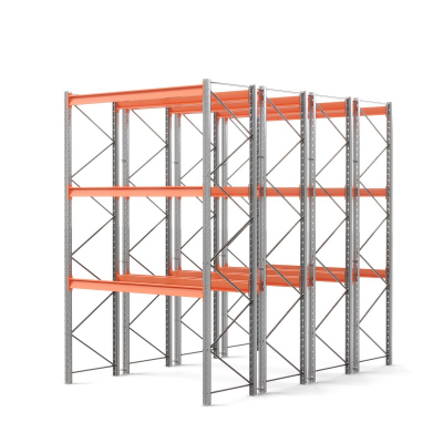 Стеллаж двойной глубины 4500х2700х1100 мм. Уровни хранения: пол+3 (2400 кг на ярус) HV Market