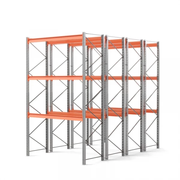 Стеллаж двойной глубины 4500х2700х1100 мм. Уровни хранения: пол+3 (2400 кг на ярус) HV Market