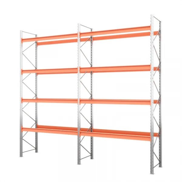 Две секции стеллажа металлического паллетного 6000х2700х1100 мм. Ярусы: пол+4