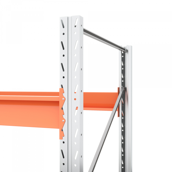 Две секции стеллажа металлического паллетного 6000х2700х1100 мм. Ярусы: пол+4