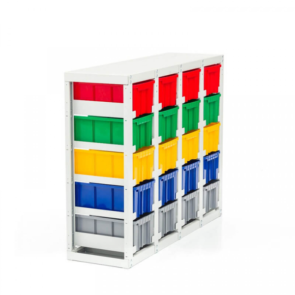 Стеллаж с направляющими стационарный односторонний V3-20 ячеек