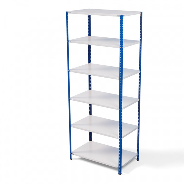 Стеллаж металлический ТС Лайт, синие стойки, 2200x1000x300 мм. Полки: 6 шт. металл (ТС 220100306с)