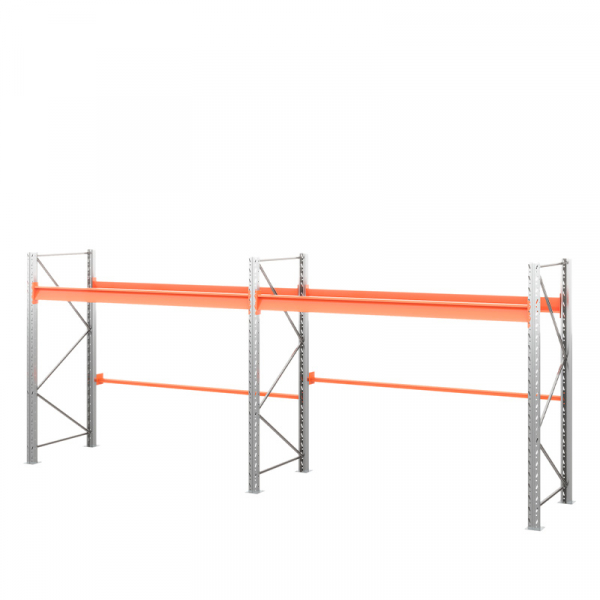 Две секции стеллажа металлического паллетного 2000х1800х1100 мм (70.1.5). Ярусы: пол+1