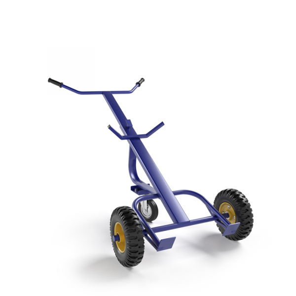 Тележка для транспортировки металлических бочек КБ 1 г/п 220 кг. колеса пневматические 250 мм