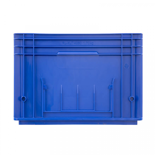 Пластиковый контейнер KLT 4280 универсальный синий, стенки сплошные, дно с отверстиями, 396х297х280 мм