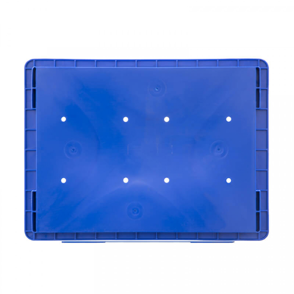 Пластиковый контейнер KLT 4280 универсальный синий, стенки сплошные, дно с отверстиями, 396х297х280 мм