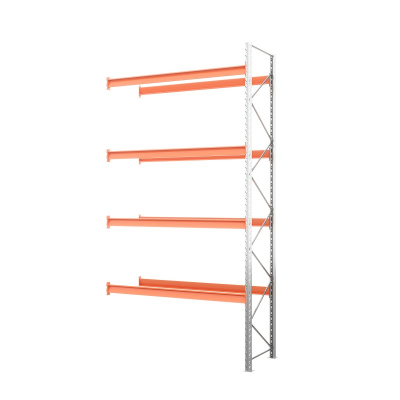 Секция приставная стеллажа металлического паллетного 6000х2700х1100 мм. Ярусы: пол+4