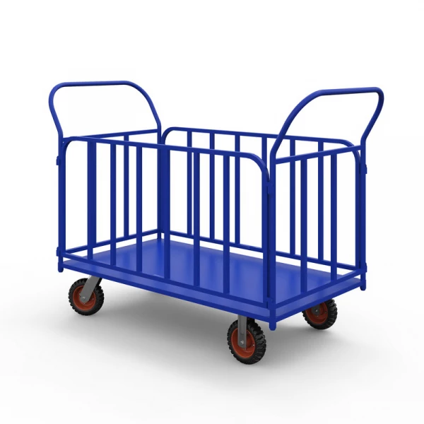 Тележка платформенная с трубчатыми бортами ТБ 2 (600х900) г/п 600 кг.160 литая протекторная резина