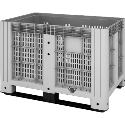 Контейнер пластиковый 1200х800х800 мм (перфорированный, на полозьях) SDBOX 1208 PS серый HV Market