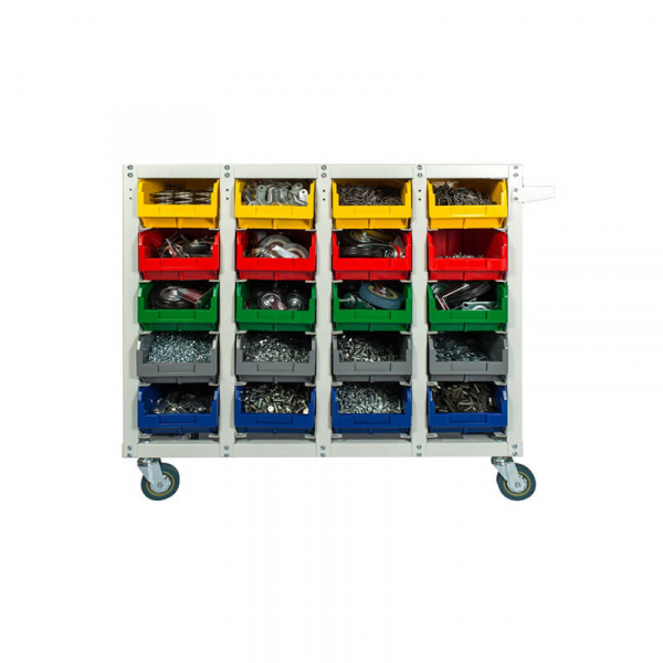 Стеллаж с направляющими мобильный односторонний V3-20 ячеек (125И), г/п 350кг