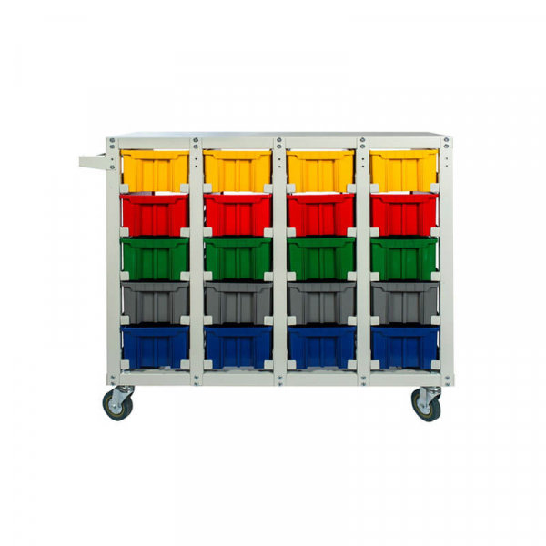 Стеллаж с направляющими мобильный односторонний V3-20 ячеек (125И), г/п 350кг