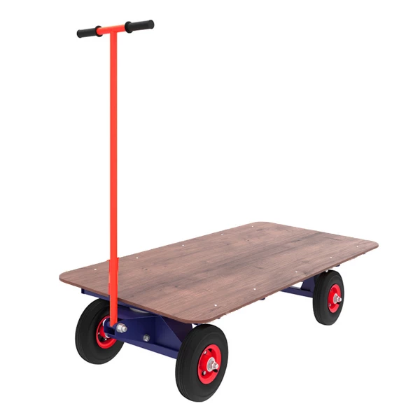 Тележка платформенная с поворотной осью ТПО О (600х1200) г/п 200 кг.колеса пневматические 250 мм.