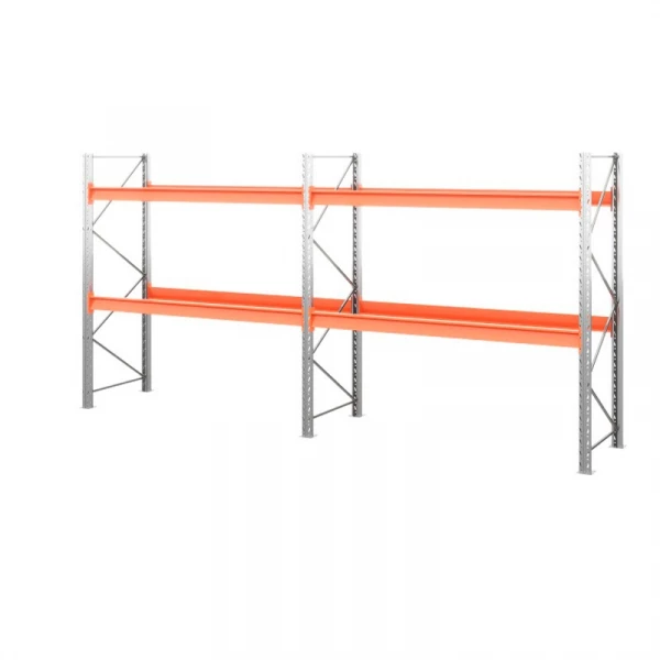 Две секции стеллажа металлического паллетного 3500х2700х1100 мм (85.1.5). Ярусы: пол+2