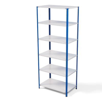 Стеллаж металлический ТС Лайт, синие стойки, 2500x1000x500 мм. Полки: 6 шт. металл (ТС 220100506с)