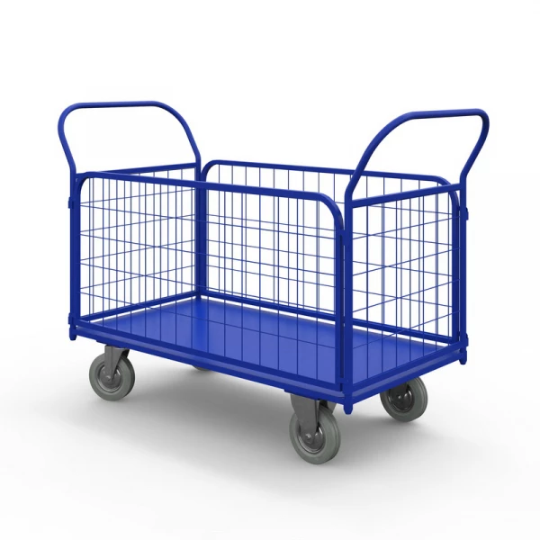 Тележка платформенная с сетчатыми бортами ТС 5 (700х1200) г/п 550 кг.200 серая резина