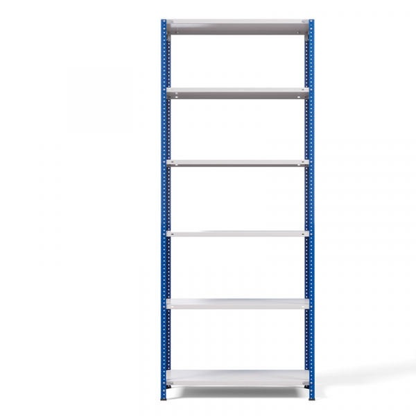 Стеллаж металлический ТС Лайт, синие стойки, 2500x1000x300 мм. Полки: 6 шт. металл (ТС 220100306с)