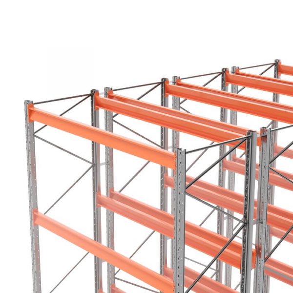 Стеллаж двойной глубины 5000х2700х1100 мм. Уровни хранения: пол+3 (2400 кг на ярус) HV Market