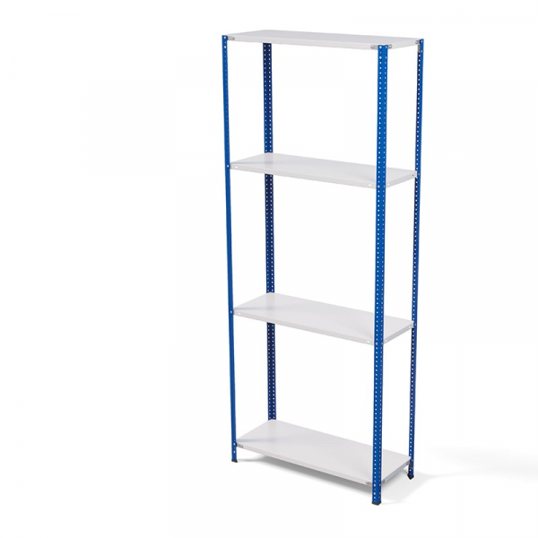 Стеллаж металлический ТС Лайт, синие стойки, 2500x1000x400 мм. Полки: 4 шт. металл (ТС 220100404с)