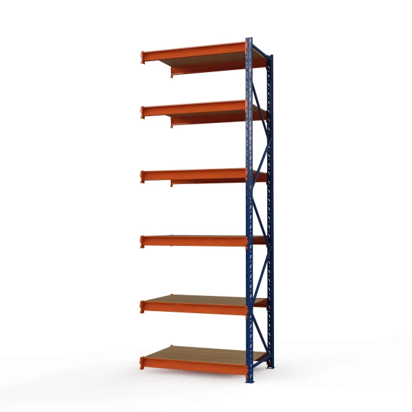 Секция приставная стеллажа металлического ОПТИМА, 3500х1250х785 мм. Полки: 6 шт. фанера