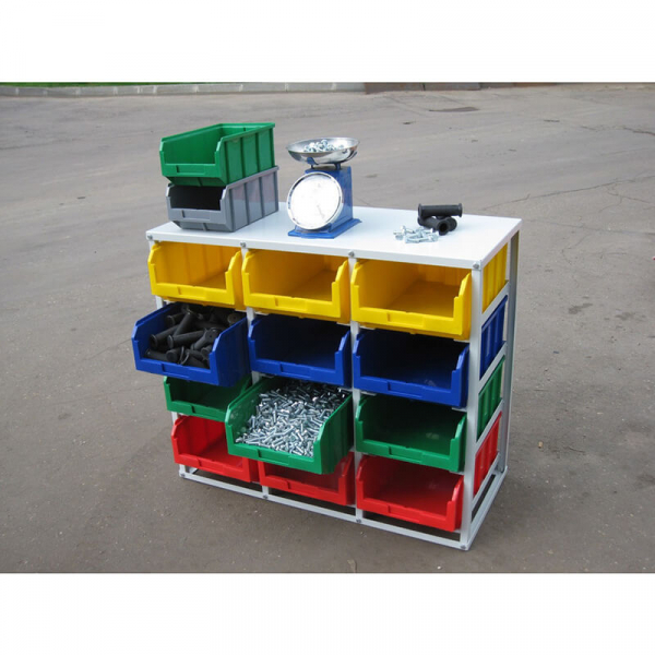 Стеллаж с направляющими стационарный односторонний V4-12ячеек