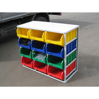 Стеллаж с направляющими стационарный односторонний V4-12ячеек HV Market