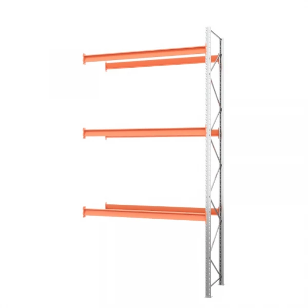 Секция приставная стеллажа металлического паллетного 5000х2700х1100 мм. Ярусы: пол+3