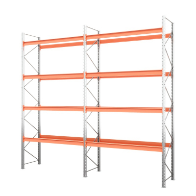 Две секции стеллажа металлического паллетного 6000х2700х1100 мм (85.1.5). Ярусы: пол+4