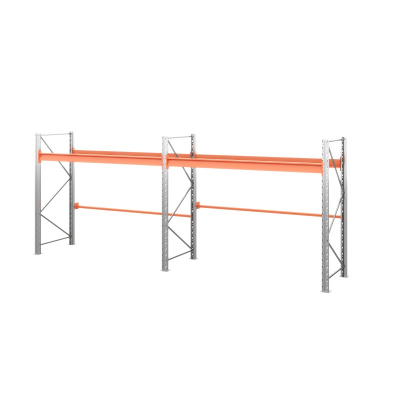 Две секции стеллажа металлического паллетного 2000х1800х1100 мм. Ярусы: пол+1