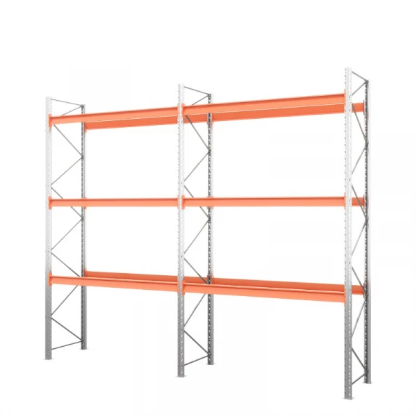 Две секции стеллажа металлического паллетного 5000х1800х1100 мм (85.1.5). Ярусы: пол+3