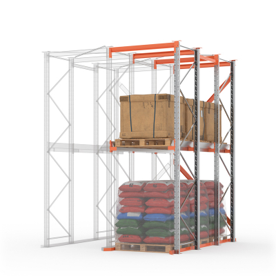 Секция доборная стеллажа набивного паллетного 4000х3300х1100 (85.1.5). Ярусы: пол+1 HV Market