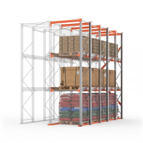 Секция доборная стеллажа набивного паллетного 4500х5000х1000 (85.1.5). Ярусы: пол+2