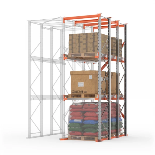 Секция доборная стеллажа набивного паллетного 4500х2550х850 (85.1.5). Ярусы: пол+2