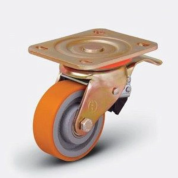 Колесо большегрузное полиуретановое поворотное ED01 VBP ⌀ 100 F с тормозом