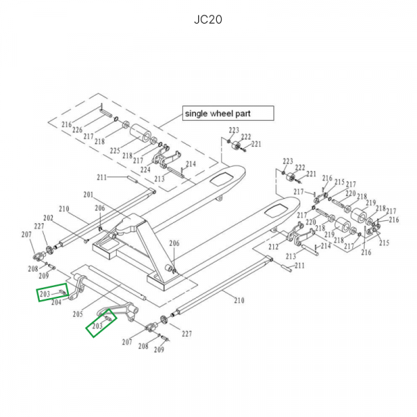 Ось крепления углового рычага к опорной площадке для гидравлических тележек JC20 HV Market