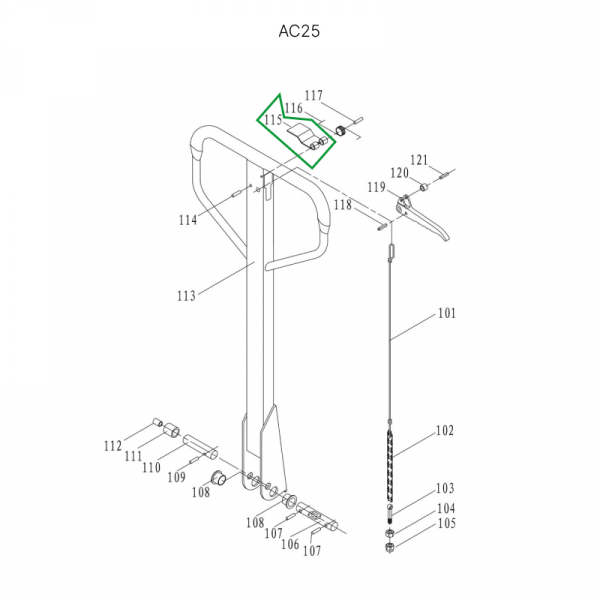 Пластина рычага управления режимом работы для гидравлических тележек AC25
