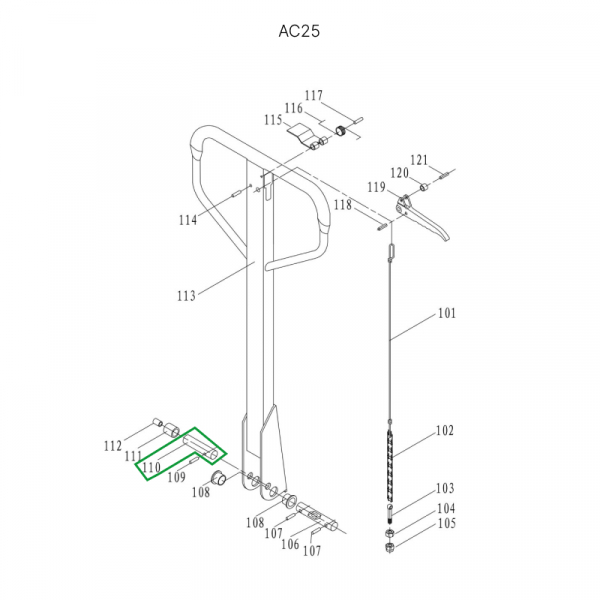 Ось нажимного ролика для гидравлических тележек AC25 HV Market