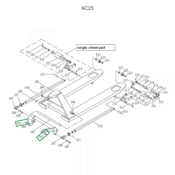 Ось крепления углового рычага к опорной площадке для гидравлических тележек AC25