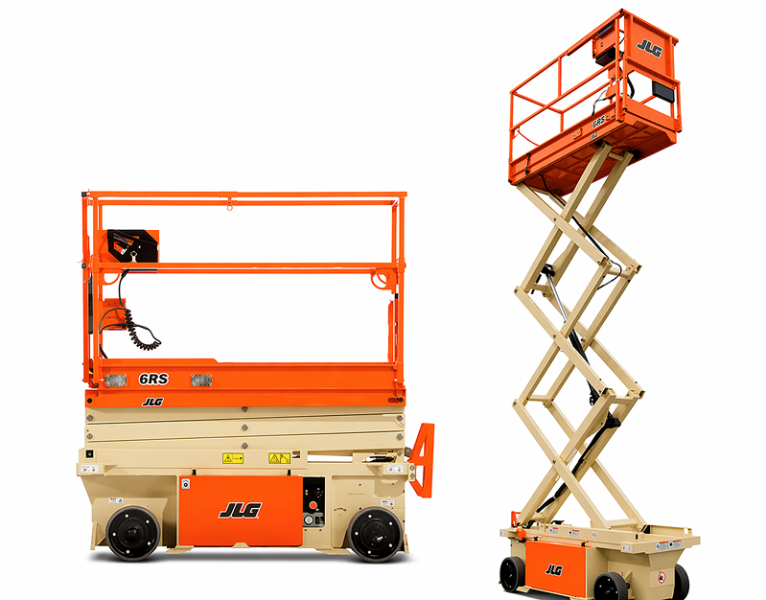 Ножничный подъемник JLG 6RS, грузоподъемность 120/230 кг, рабочая высота 7.79 м, тип питания Электрический, размер платформы 0.69×1.82 м